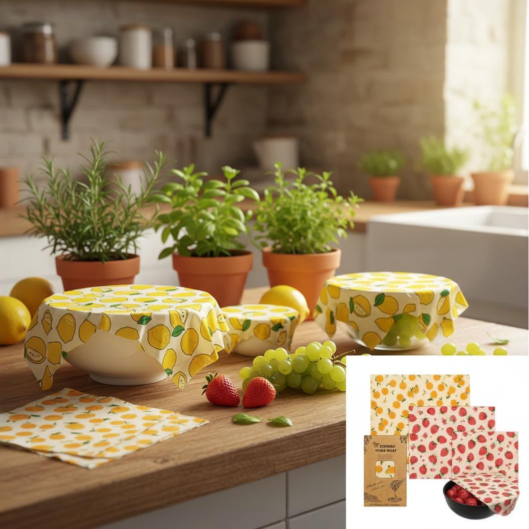 QuickEcoTools™ Beeswax Wraps (3-Pack) — Choose Your Design