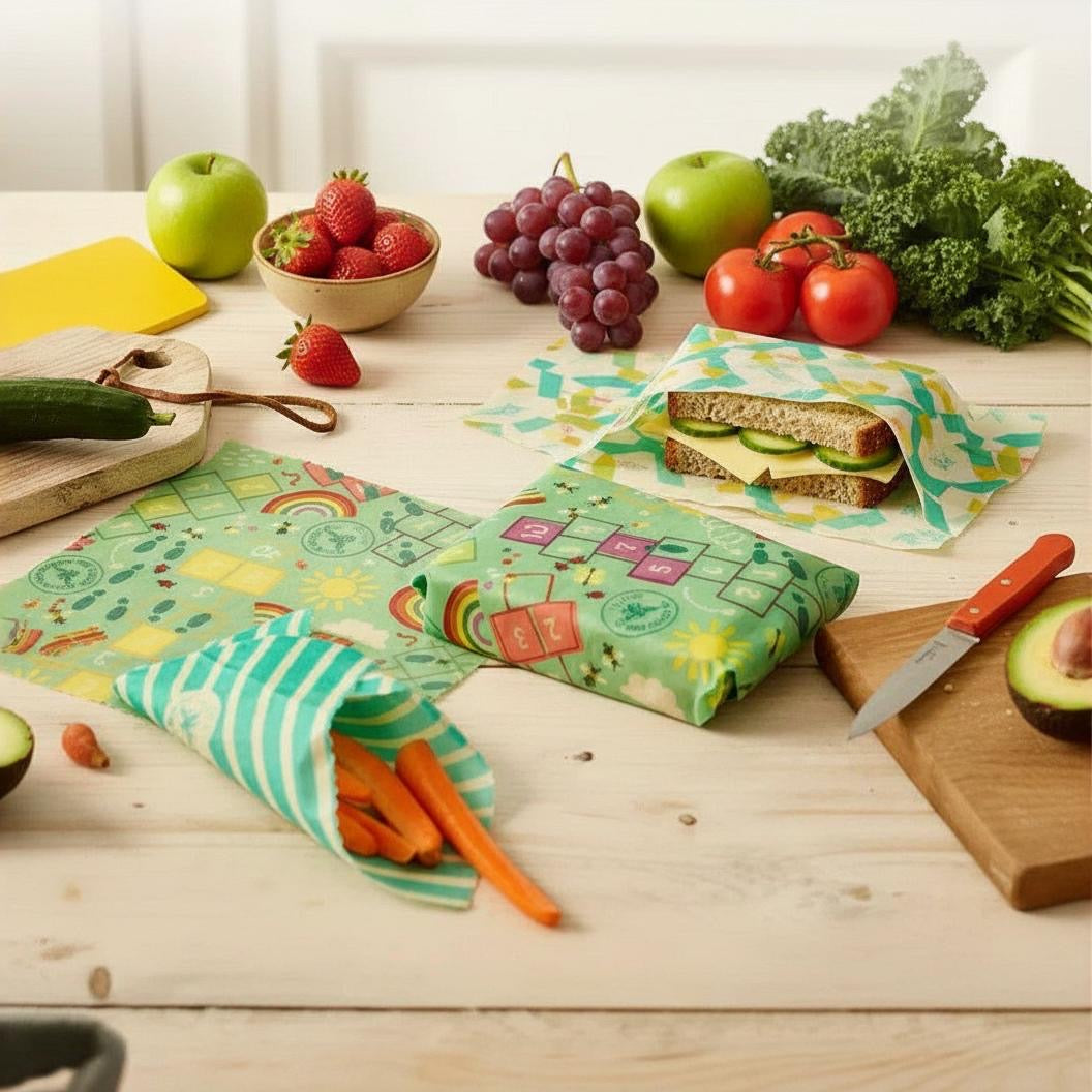 QuickEcoTools™ Beeswax Wraps (3-Pack) — Choose Your Design