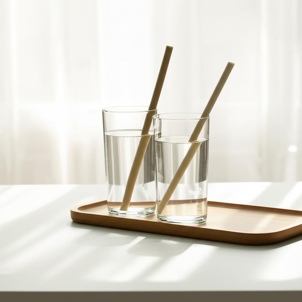 QuickEcoTools™ Bamboo Straws (10-Pack + Cleaning Brush)