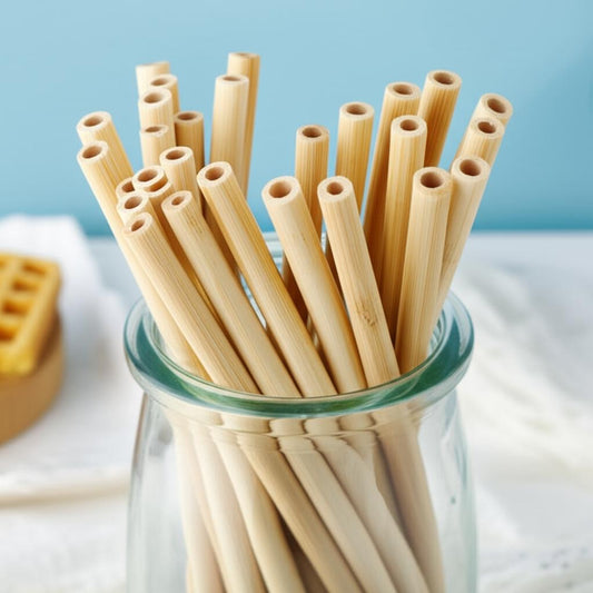 QuickEcoTools™ Bamboo Straws (10-Pack + Cleaning Brush)