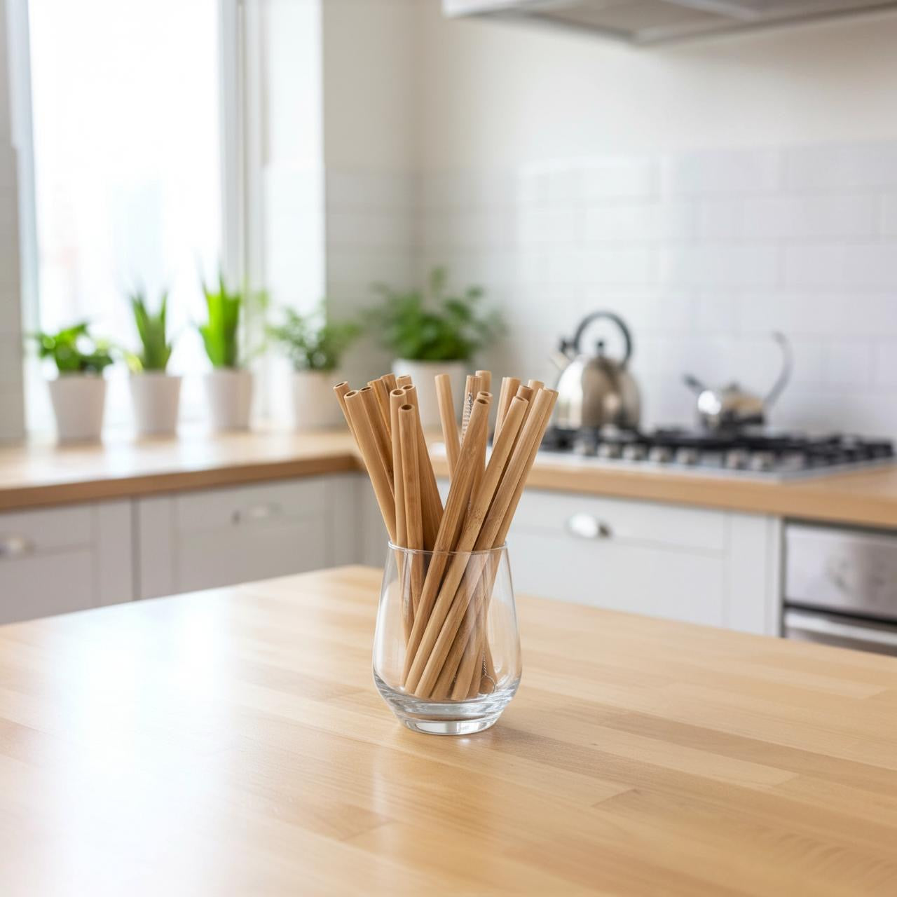 QuickEcoTools™ Bamboo Straws (10-Pack + Cleaning Brush)