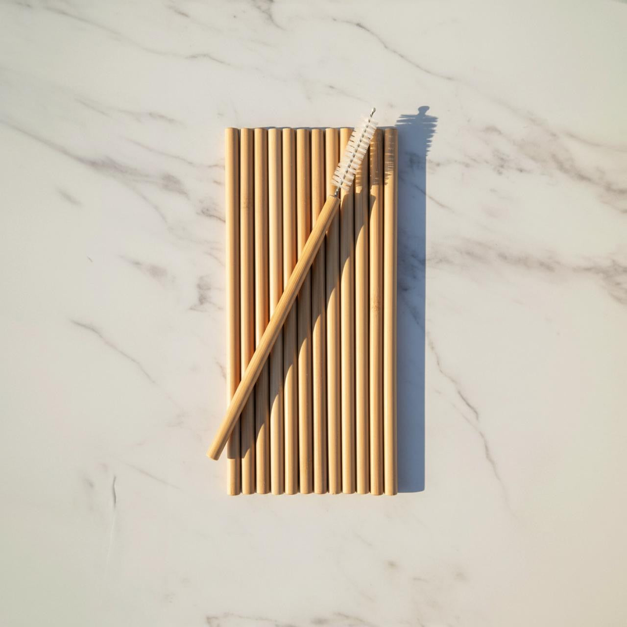 QuickEcoTools™ Bamboo Straws (10-Pack + Cleaning Brush)
